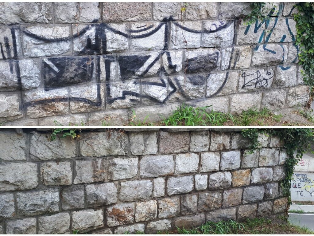 Graffitientfernung auf Naturstein