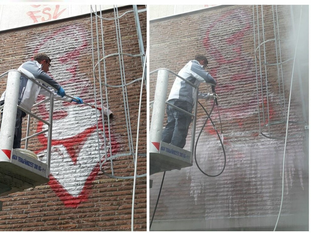 Graffitientfernung auf Klinker