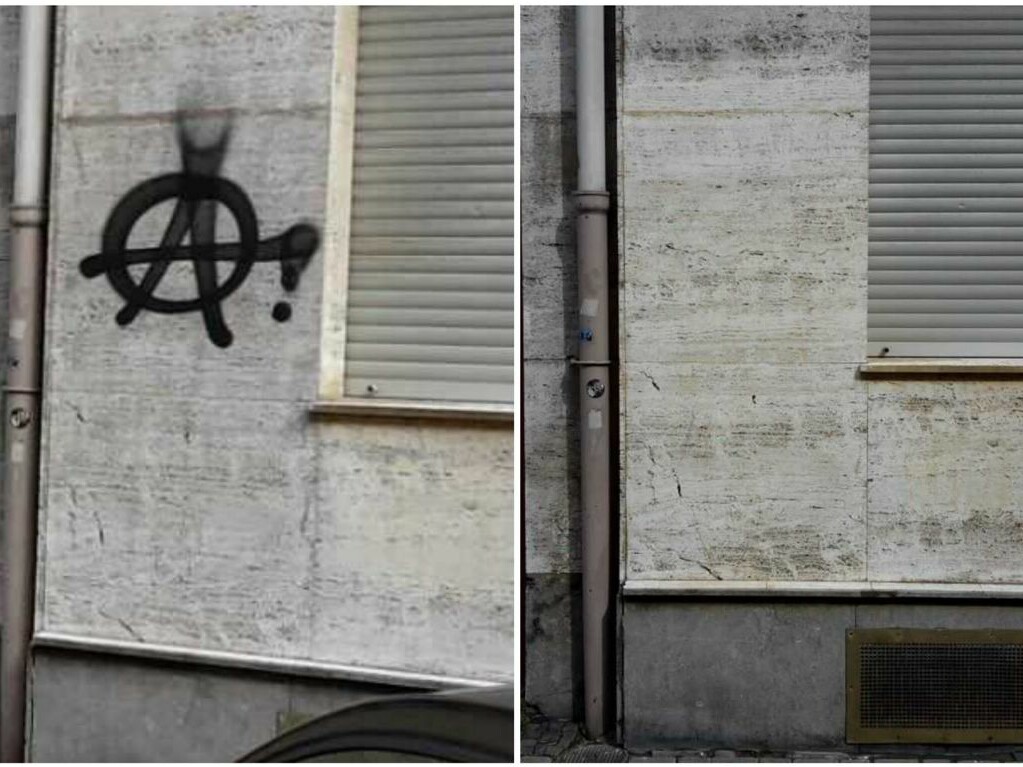 Graffitientfernung auf Travertin